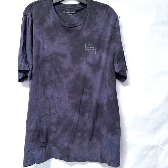Travis Matthew Tee Shirt Size Large Blue Tie Dyed Bleached Tied Dyed Black - Picture 1 of 6